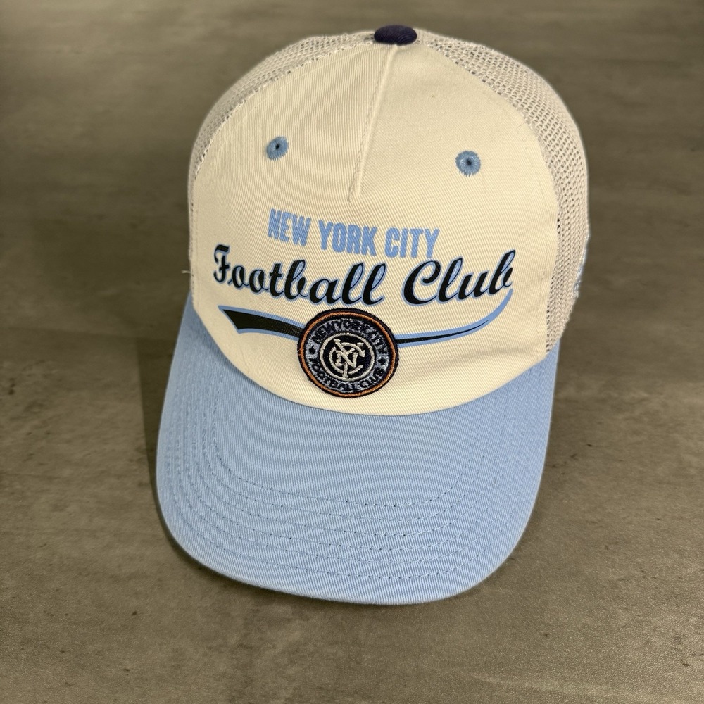New York City FC SnapBack Hat Adidas Cap Girls Youth 7-16 White Blue Trucker MLS
